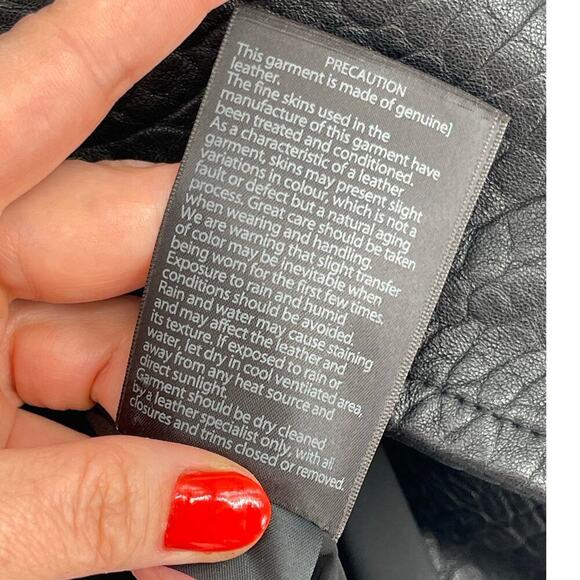 Mackage Black Lisa Pebbled Lambskin Leather Moto Biker Motorcycle Jacket Small - Picture 10 of 10